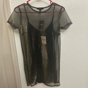 NWT Forever 21 Metallic T-Shirt Dress